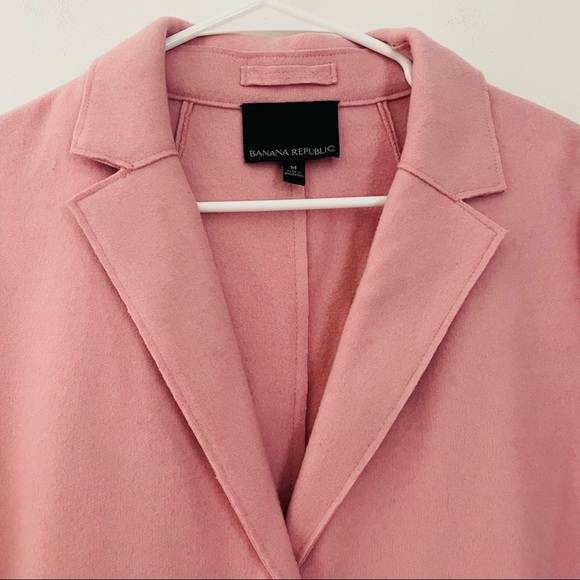 BANANA REPUBLIC Light Pink Long Peacoat Italian Fabric Size Medium - Picture 9 of 15